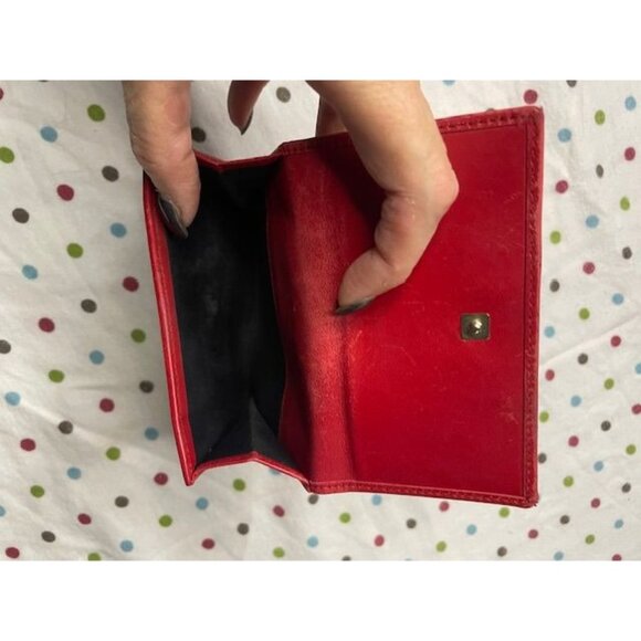 Gucci Vintage Red Leather & GG Monogram Canvas Bifold Wallet with Coin Pocket - Picture 8 of 8